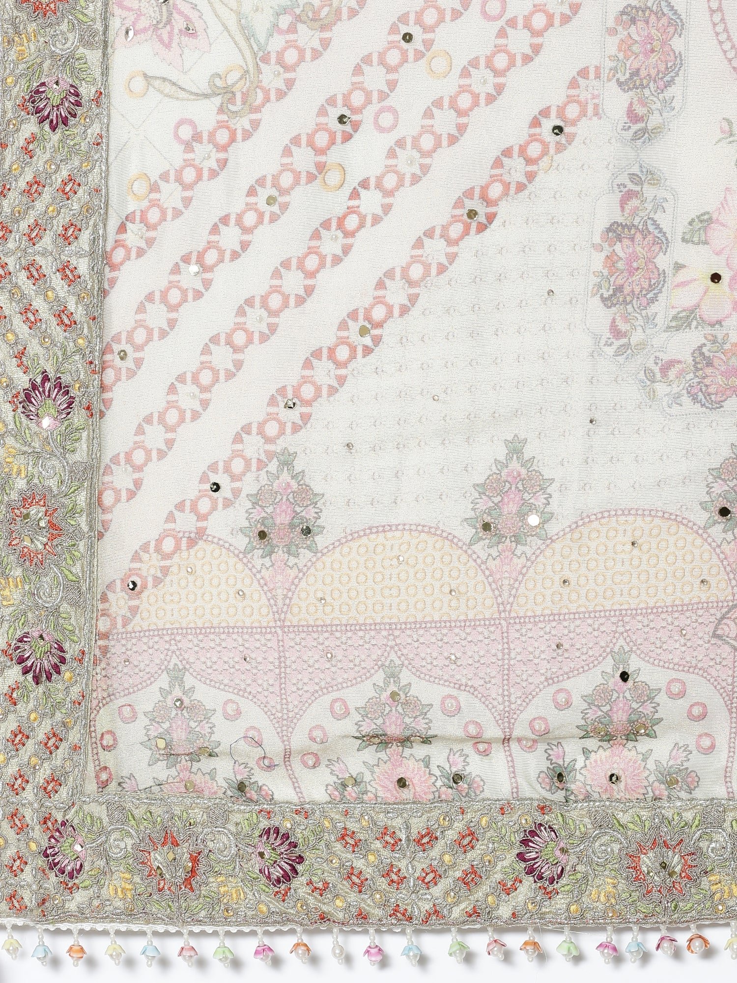 Pista Green Tissue digital printed embroidered ghagra set - Image 8