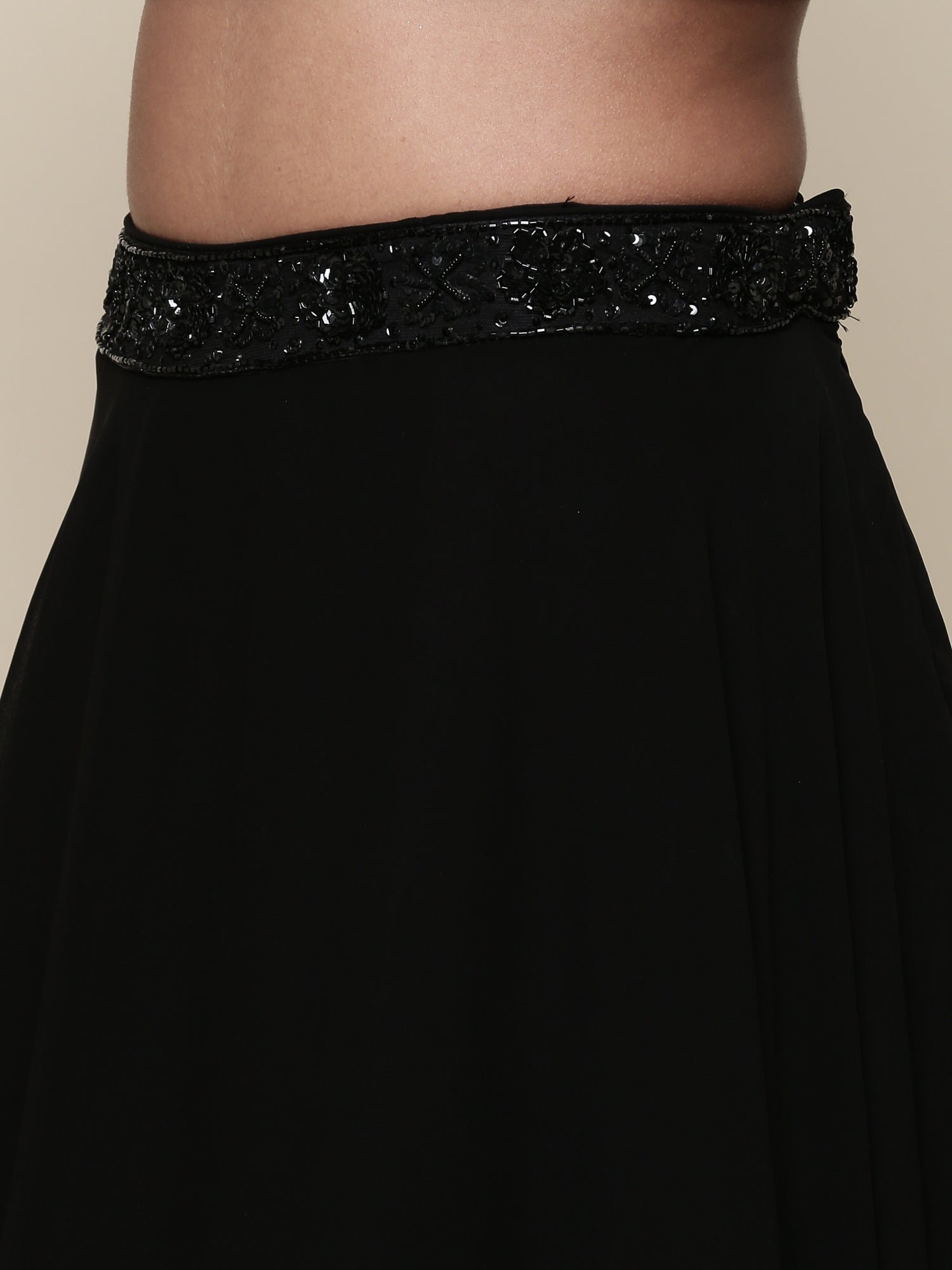 Geogette black embroidered crop top and palazoo set - Image 7