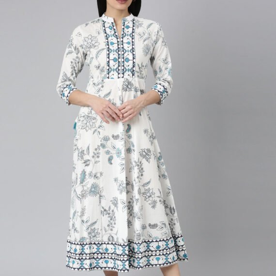 Sadguru Blue Straight-Cut Casual Floral Maxi Dresses - Effortless Everyday Elegance