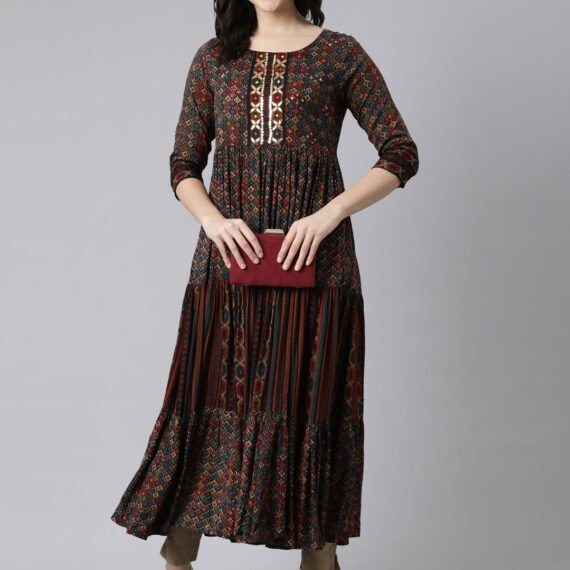 Sadguru Multi-Flared Casual Colourblocked Maxi Dresses