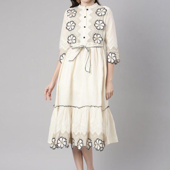 Sadguru Cream Casual Solid Anarkali Kurta