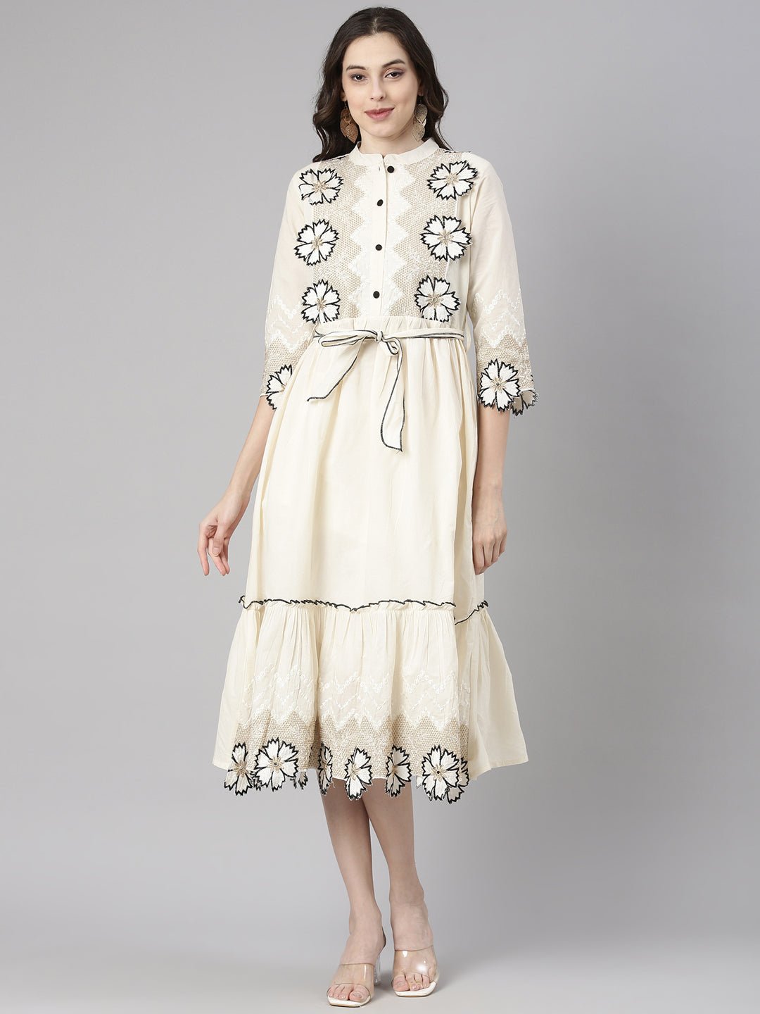 Sadguru Cream Casual Solid Anarkali Kurta