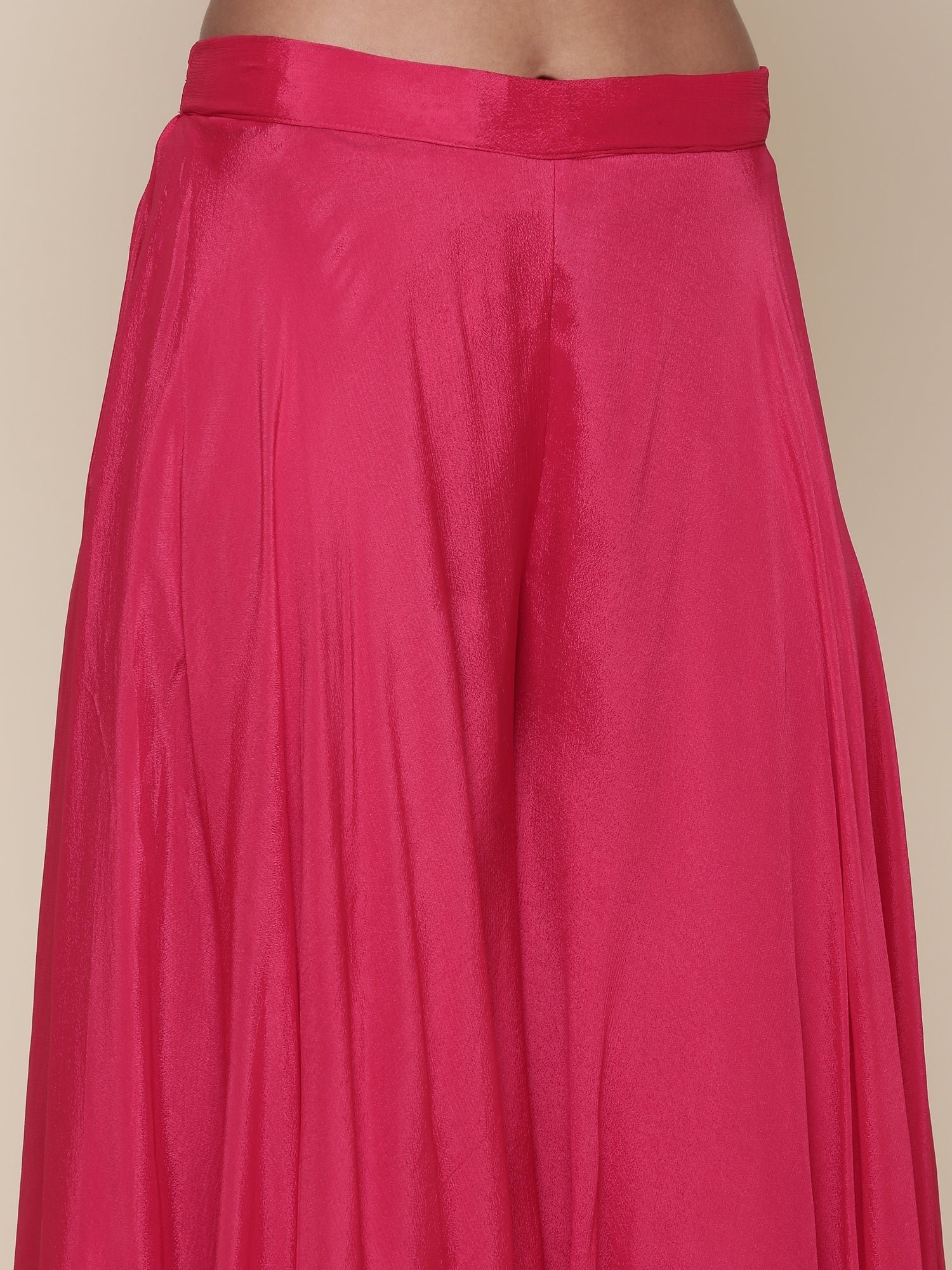 Pink Embroidered jacket flared Palazzo three piece set - Image 7