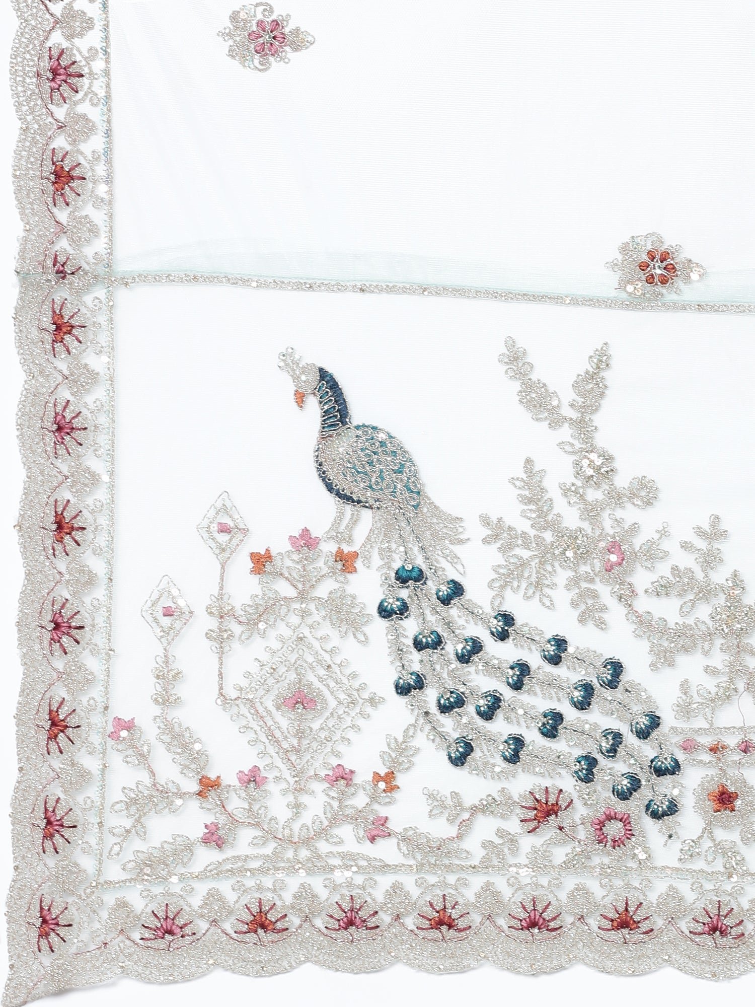 Sea green net heavy embroidered Three piece ghagra set - Image 6