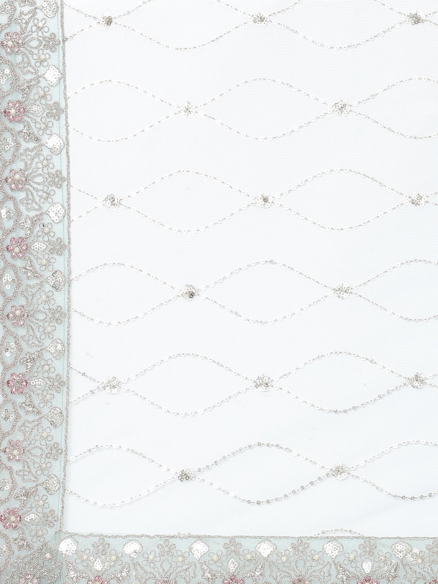 Beige net heavy embroidered three piece ghagra set - Image 7