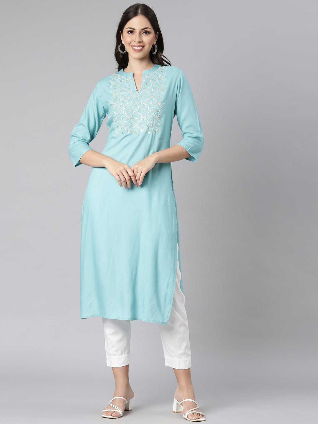 Sadguru Green Casual Solid Straight Kurta - Image 2