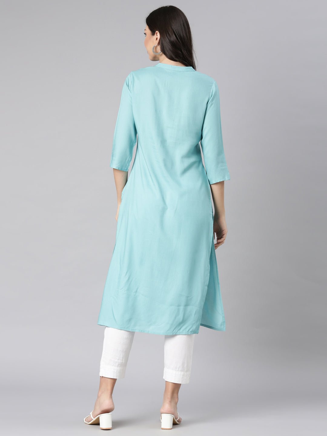 Sadguru Green Casual Solid Straight Kurta - Image 4