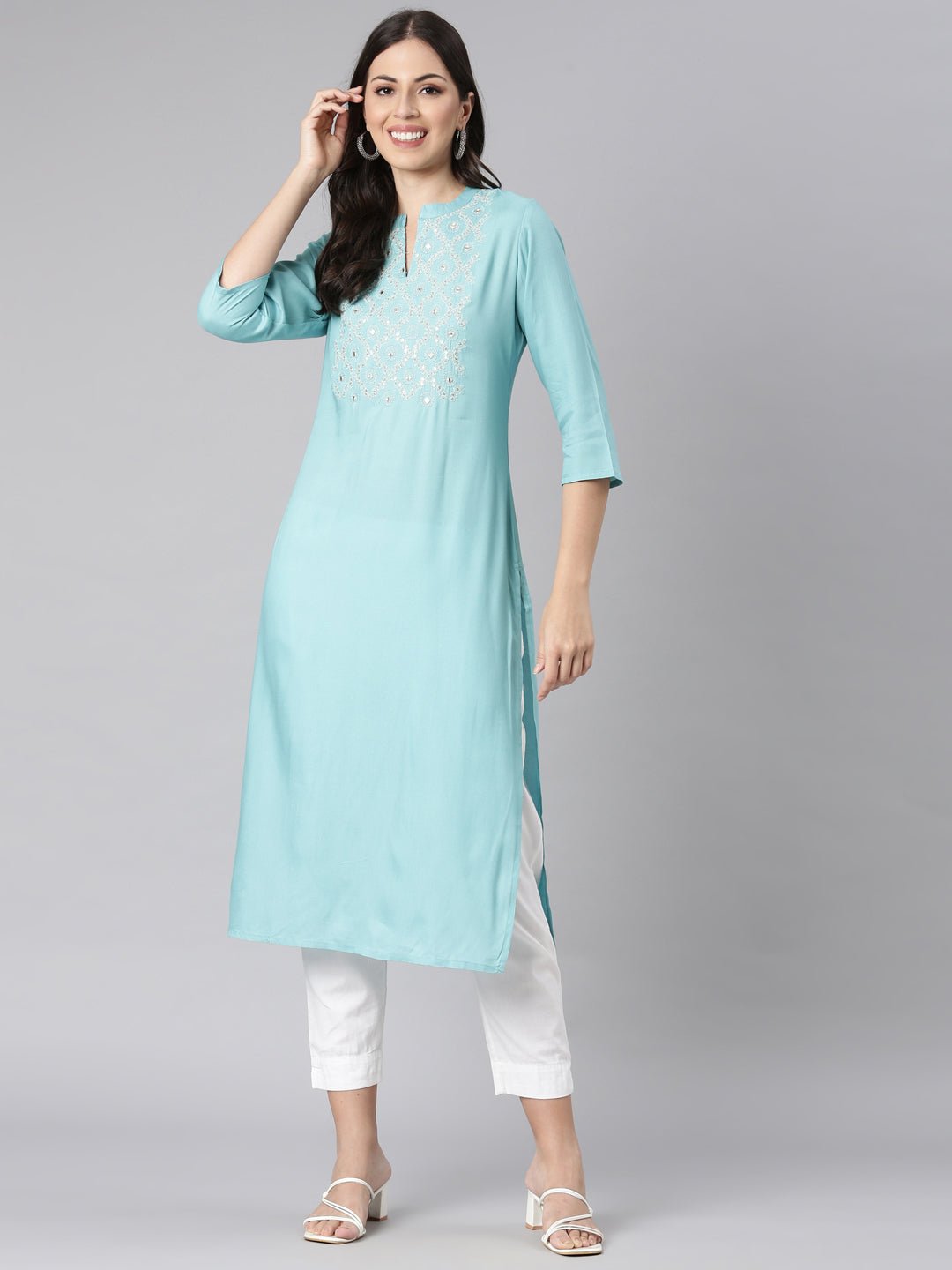 Sadguru Green Casual Solid Straight Kurta