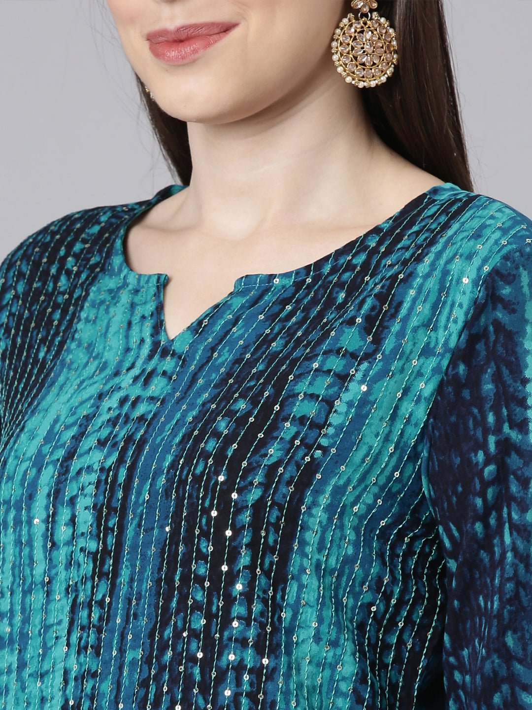 Sadguru Green Casual Striped Straight Kurta - Image 4