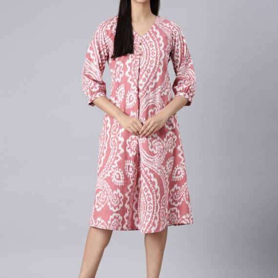 Sadguru Pink Casual Floral A-Line Kurta