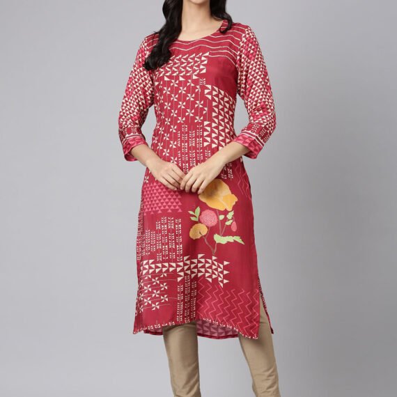 Sadguru Maroon Casual Tribal Straight Kurta