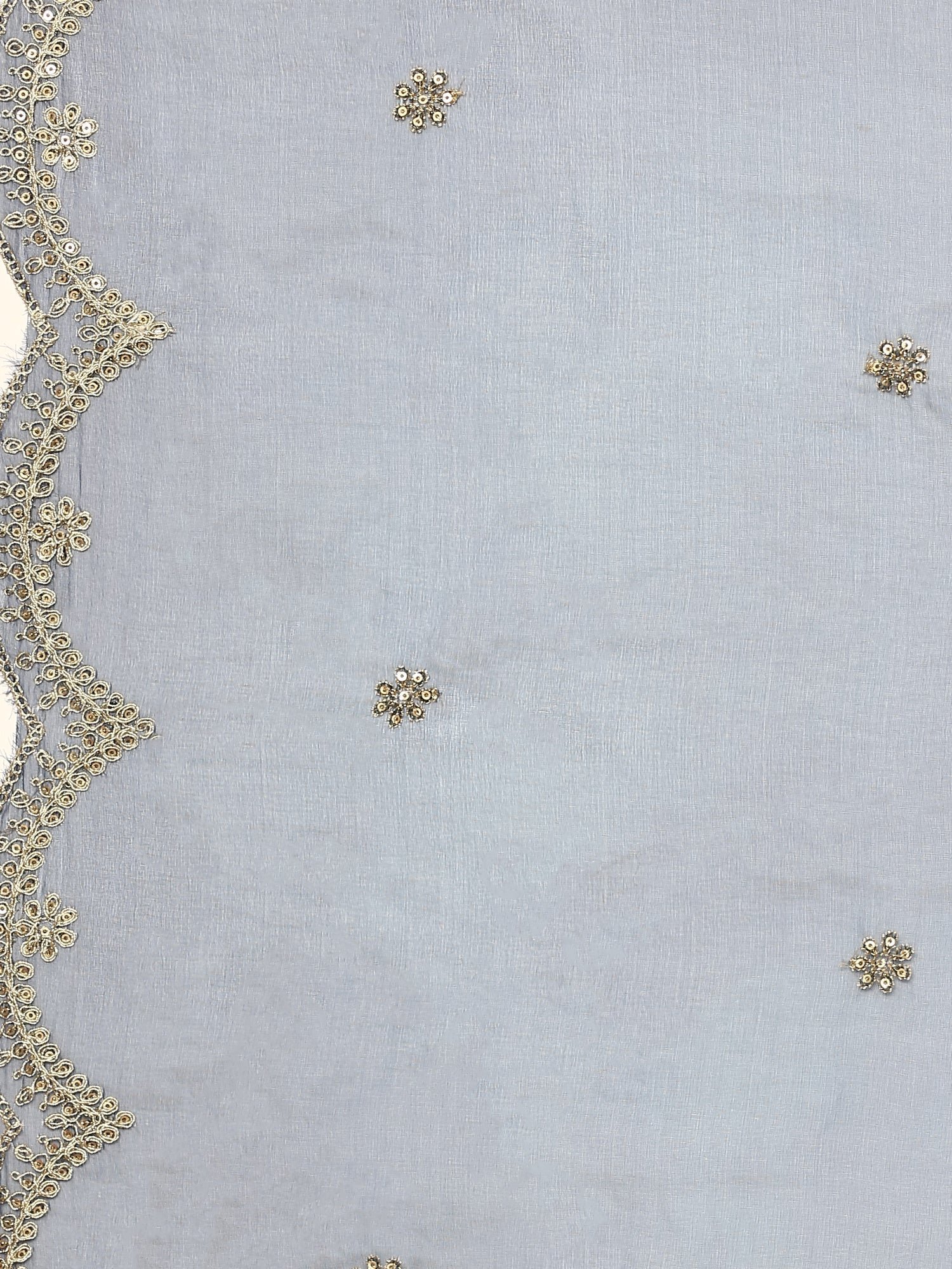 Midnight Blue thread work three piece crepe suit set with organza dupatta - Image 8