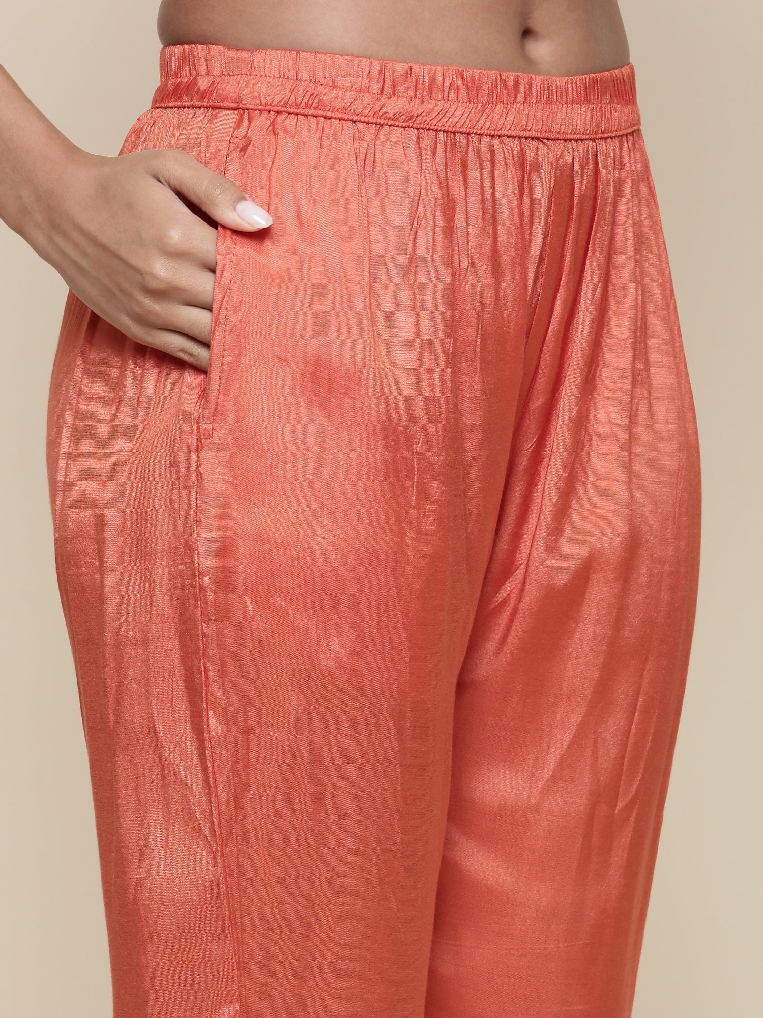 Burnt orange Digital printed crepe Three piece suit set - Image 6