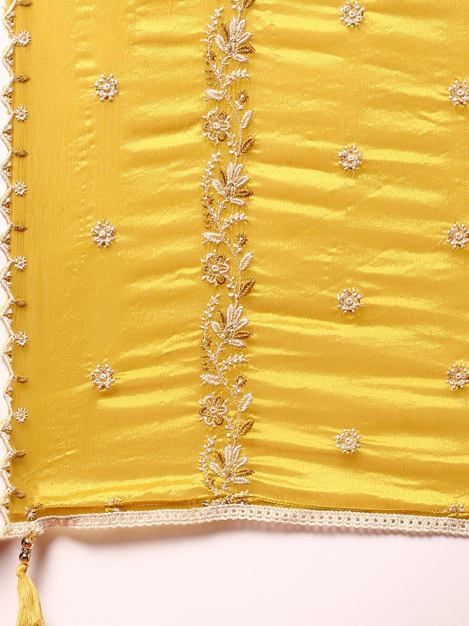 Green muslin heavy embroidered three piece suit set - Image 12