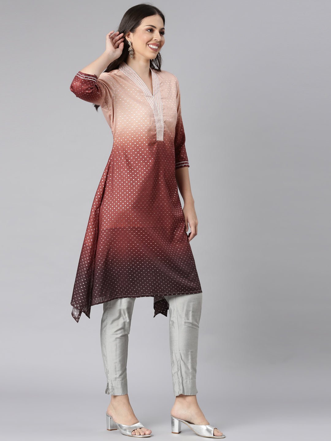 Sadguru Brown Casual Solid Kurta - Image 2