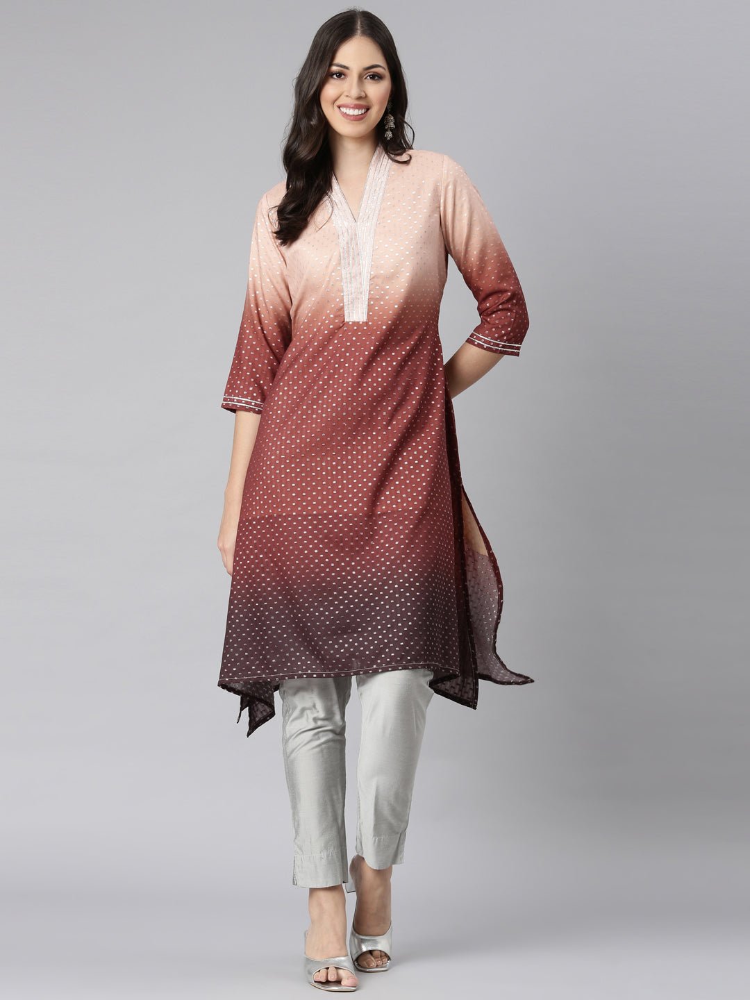 Sadguru Brown Casual Solid Kurta - Image 5