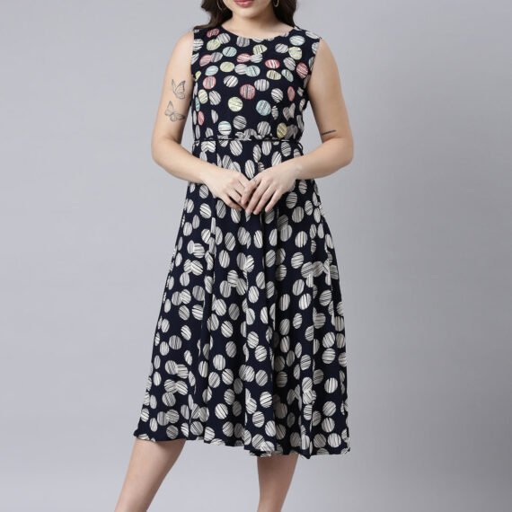 Sadguru Navy Blue Straight-Cut Casual Floral Maxi Dresses