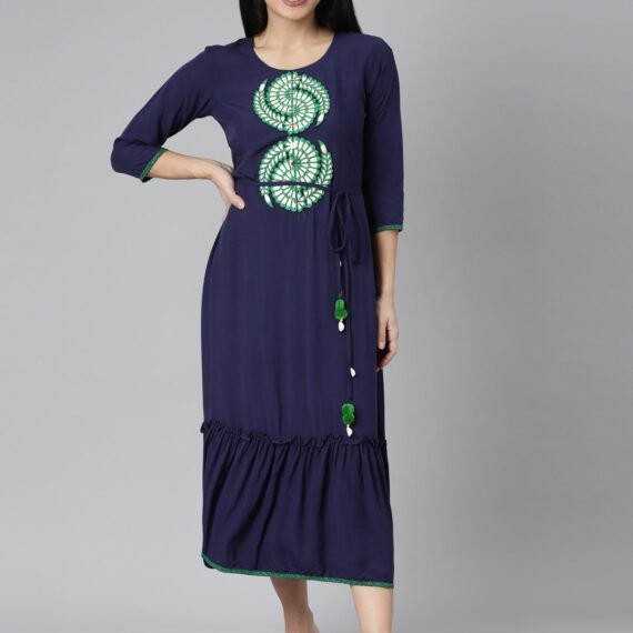 Sadguru Blue Flared Casual Solid Maxi Dress - Effortless Everyday Chic