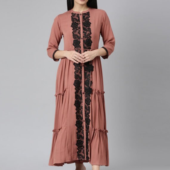 Sadguru Brown Flared Casual Solid Maxi Dresses - Effortless Everyday Chic