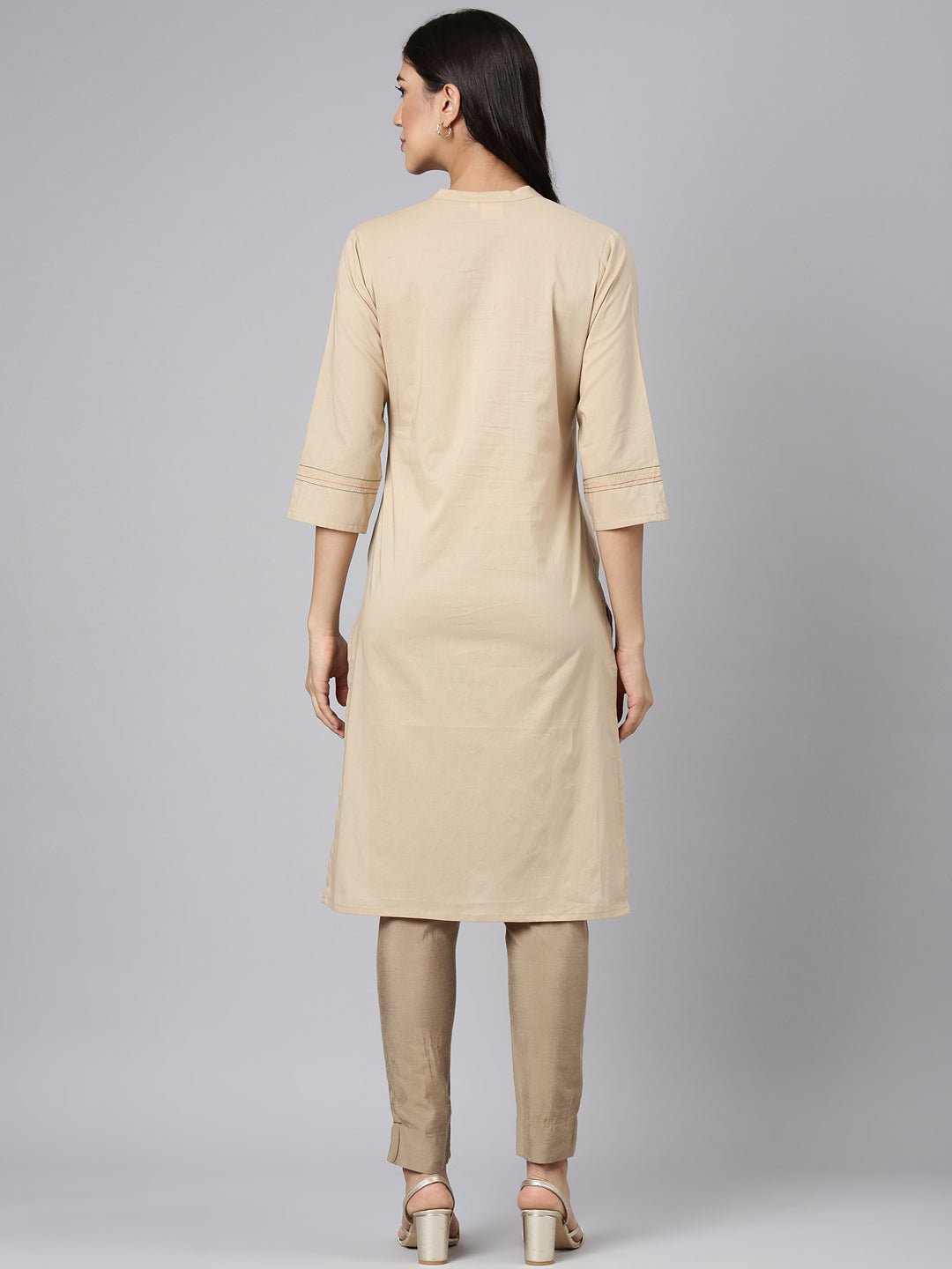 Sadguru Beige Casual Solid Straight Kurta - Image 4
