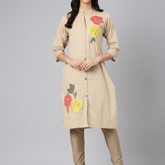 Sadguru Beige Casual Solid Straight Kurta