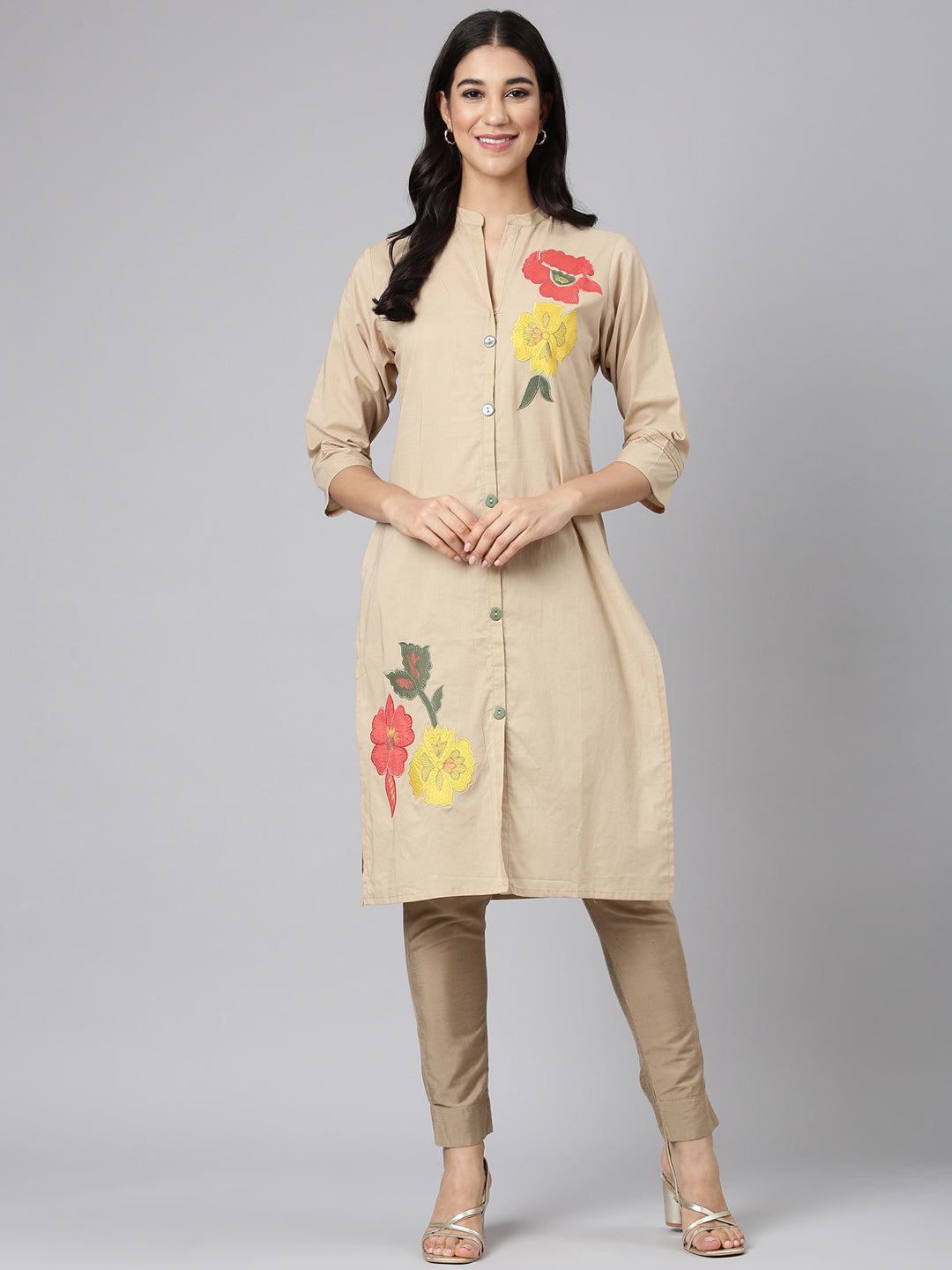 Sadguru Beige Casual Solid Straight Kurta