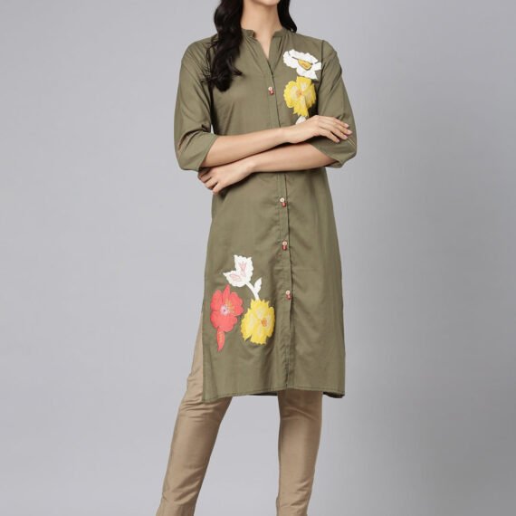 Sadguru Green Casual Solid Straight Kurta